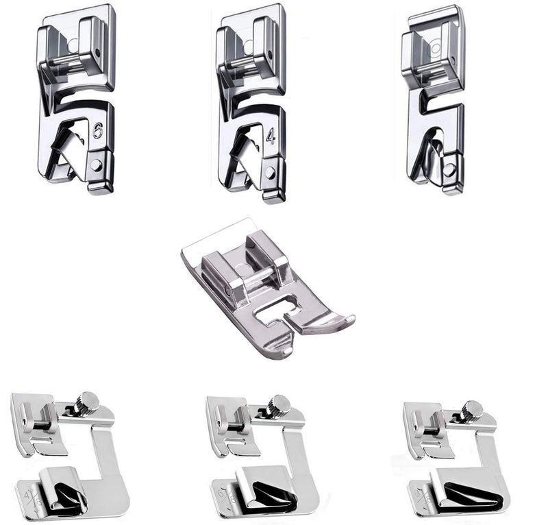YICBOR 7PCS Rolled Hem Presser Foot, Wide Rolled Hem Foot & Narrow Hemmer Foot Kits and 1pc Zig Zag Foot Hemming Foot Set for Singer, Brother, Janome Low Shank Sewing Machines - Image 1